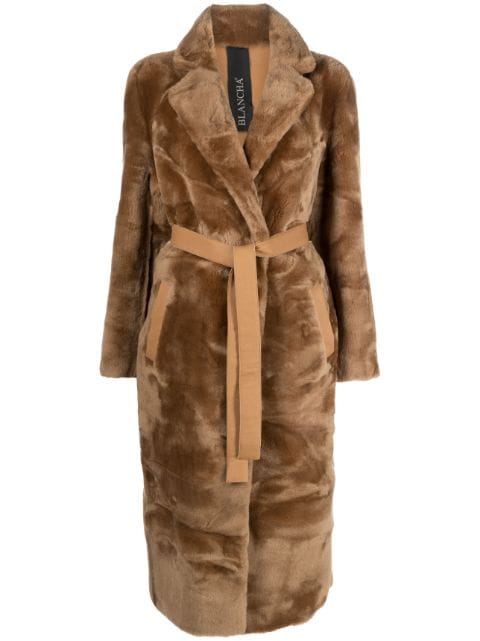 Blancha reversible belted shearling coat