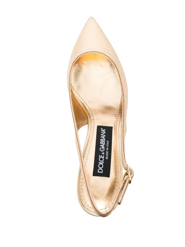 Dolce & Gabbana 70mm Slingback Leather Pumps | Gold | FARFETCH