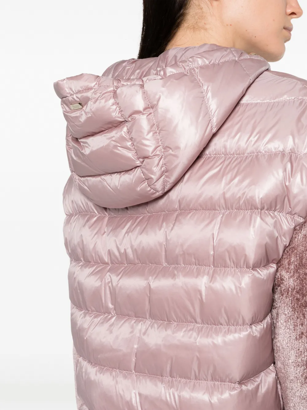 Herno Contrast-sleeve Padded Hooded Coat In Rosa