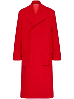 Red single clearance breasted wool coat