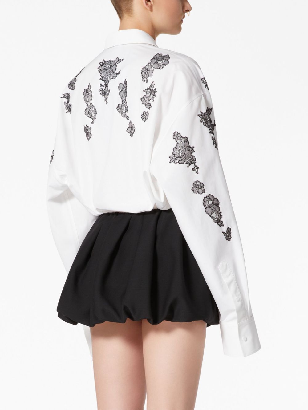 Shop Valentino Compact Popeline Embroidered Shirt In White