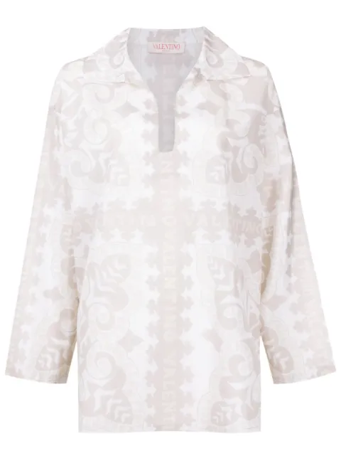 Valentino Garavani geometric-print silk-cotton shirt