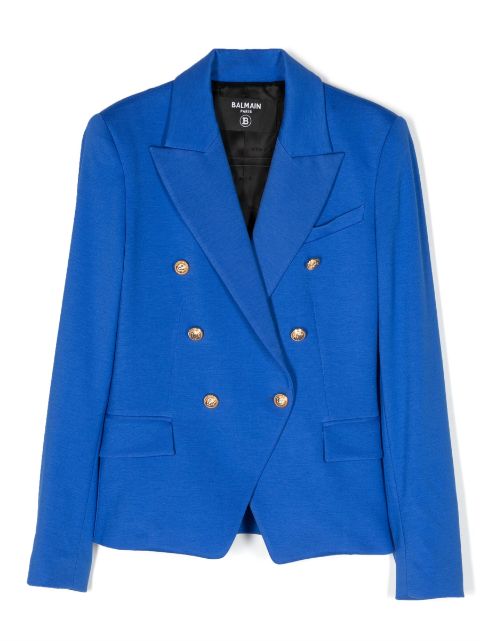 Balmain Kids embossed-button double-breasted blazer