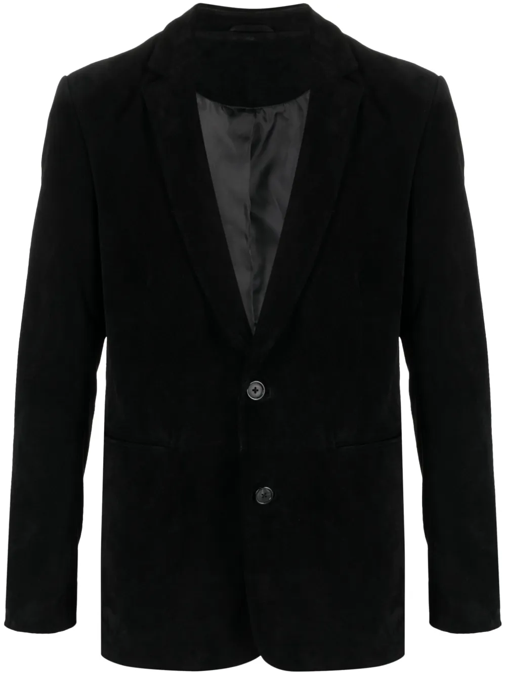 fursac blazer en cuir à simple boutonnage - noir