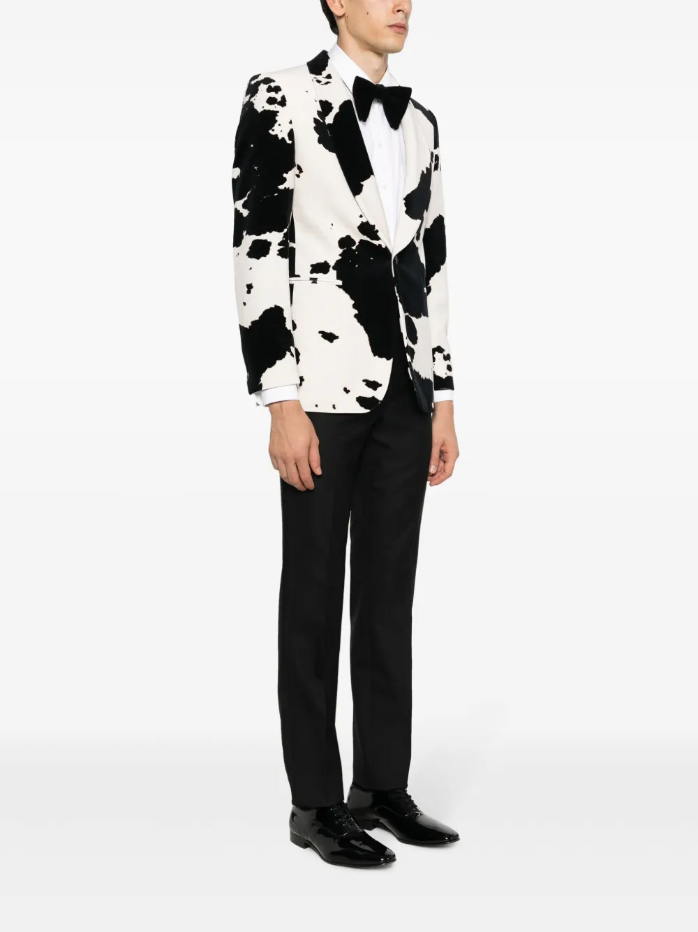 Shop Fursac Cow-print Single-breasted Suit In Black