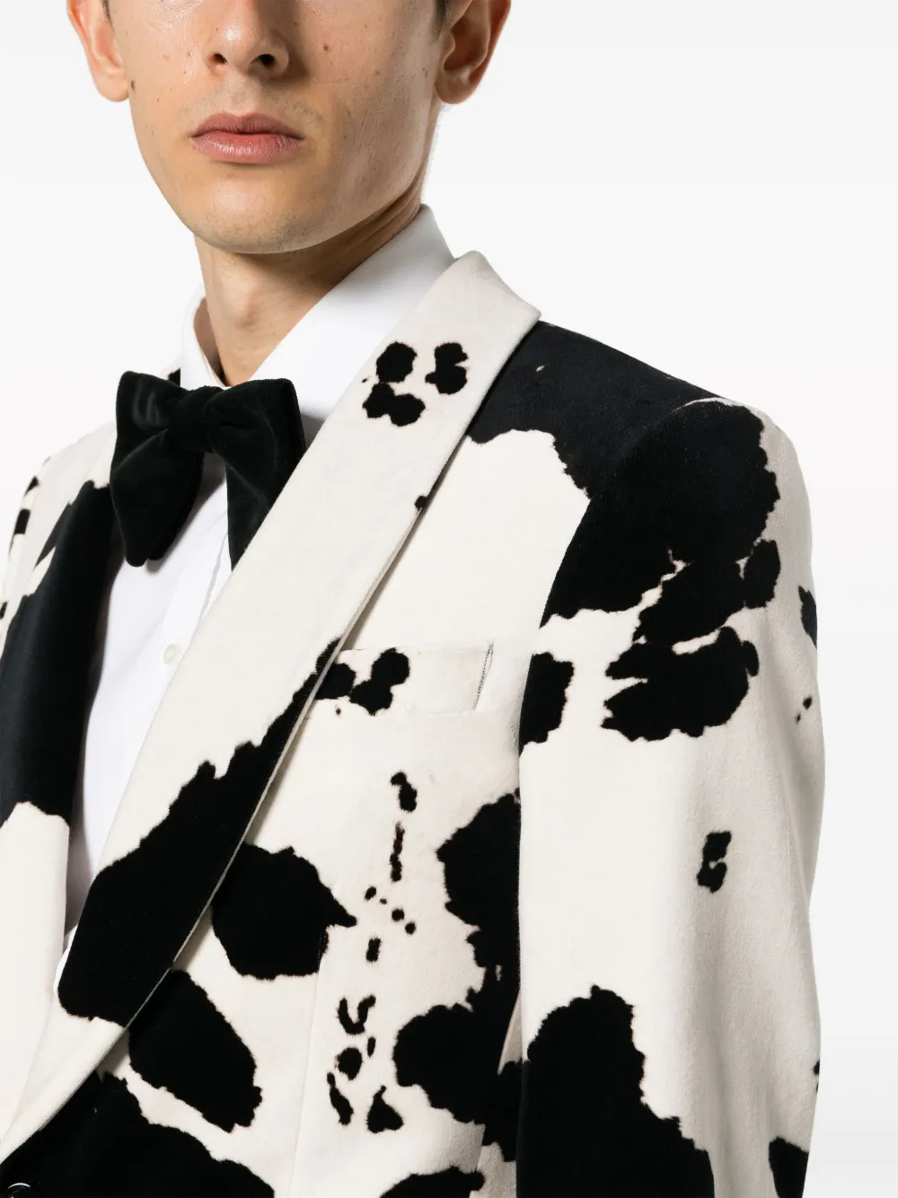 Shop Fursac Cow-print Single-breasted Suit In Black