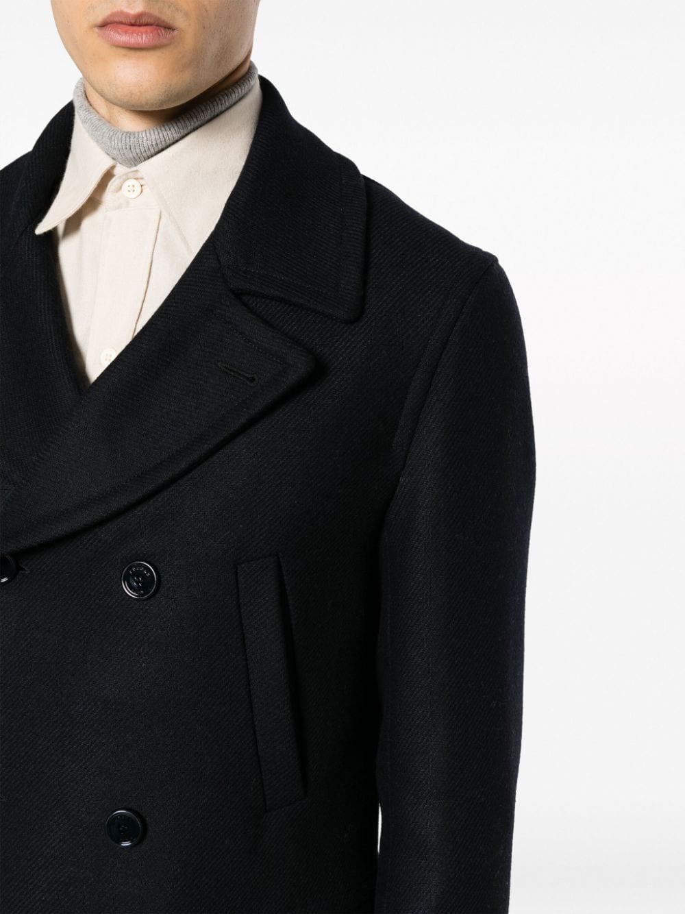 Shop Fursac Notched-lapels Double-breasted Coat In Blue