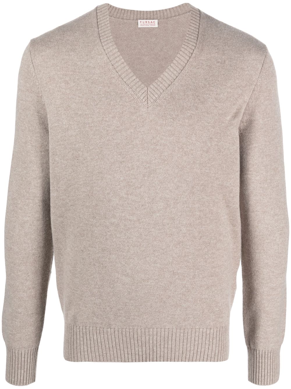 Fursac V-neck Fine-knit Jumper In Neutrals