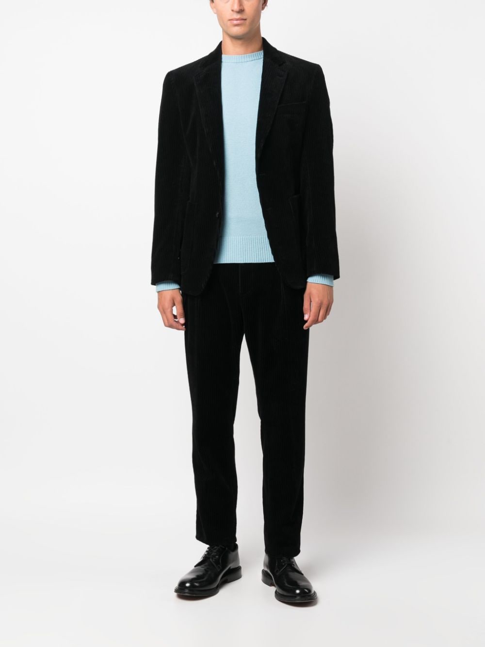 Shop Fursac Button-up Corduroy Cropped Trousers In Black