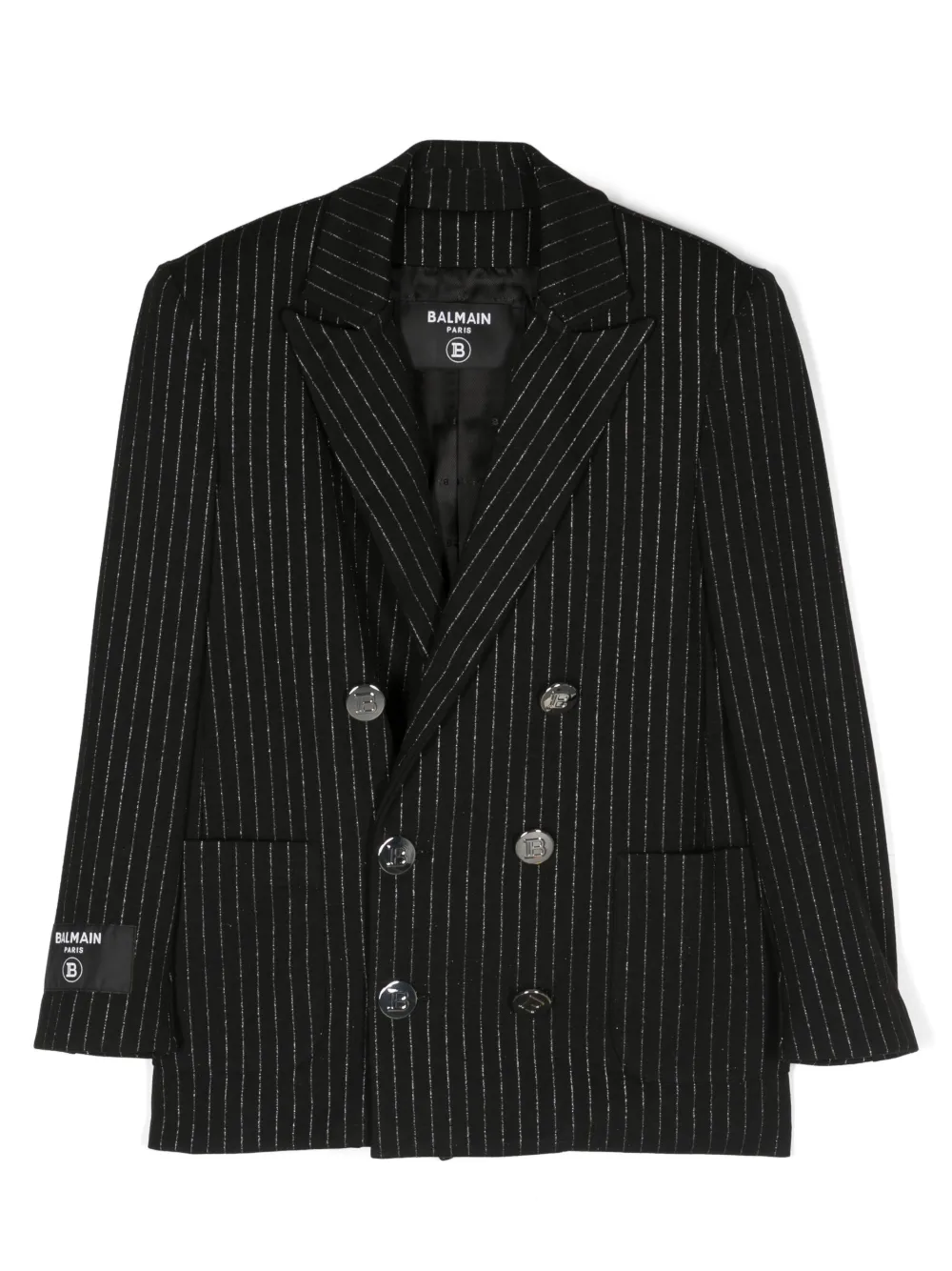 Image 1 of Balmain Kids blazer rayé à patch logo