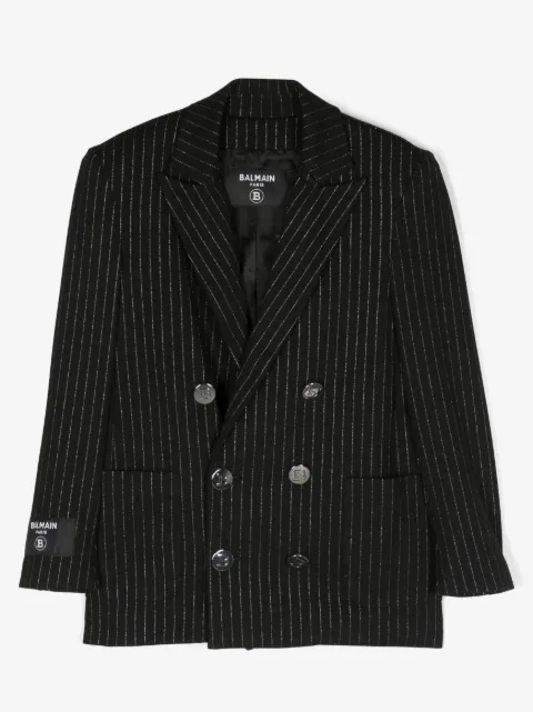 Balmain Kids Blazer a righe con applicazione