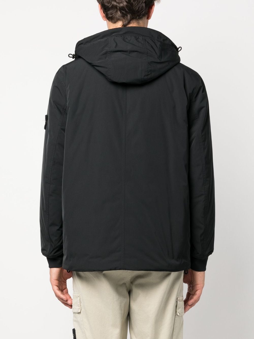 Shop Stone Island Compass-patch Padded Hooded Jacket In Black