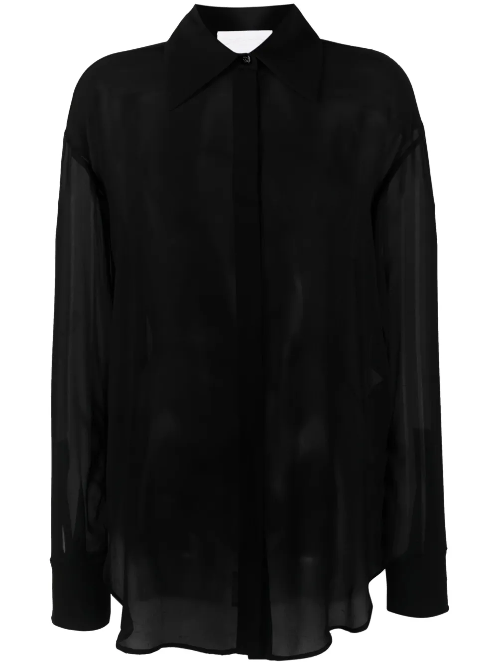 Genny semi-sheer silk shirt - Black