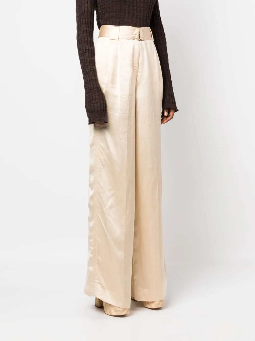 Zimmermann Wonderland Satin Trousers In Neutrals