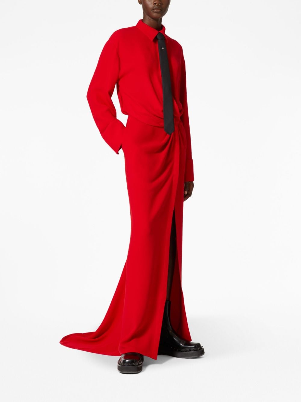 Shop Valentino Cady Couture Maxi Dress In Red