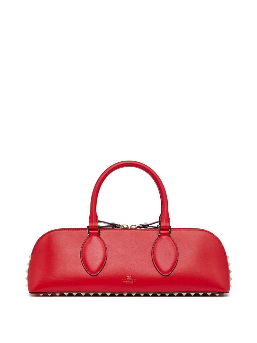 Shop Valentino Rockstud E/w Leather Handbag In Red