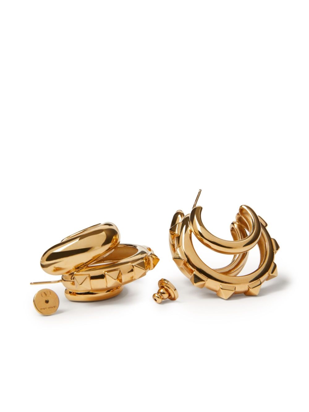 Shop Valentino Rockstud Hoop Earrings In Gold