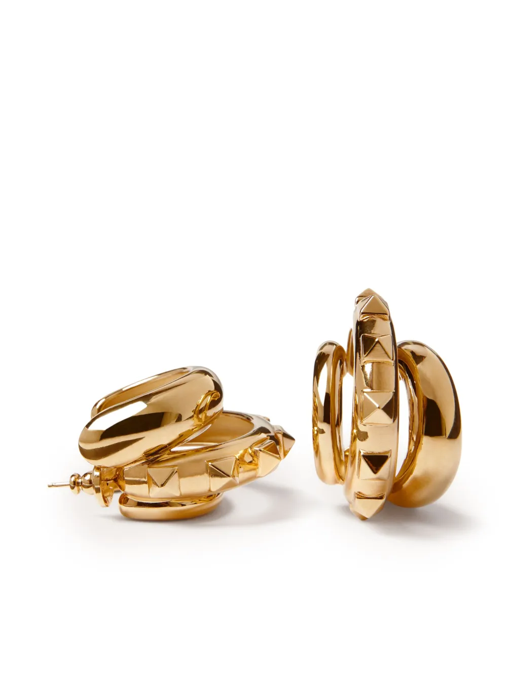 Shop Valentino Rockstud Hoop Earrings In Gold