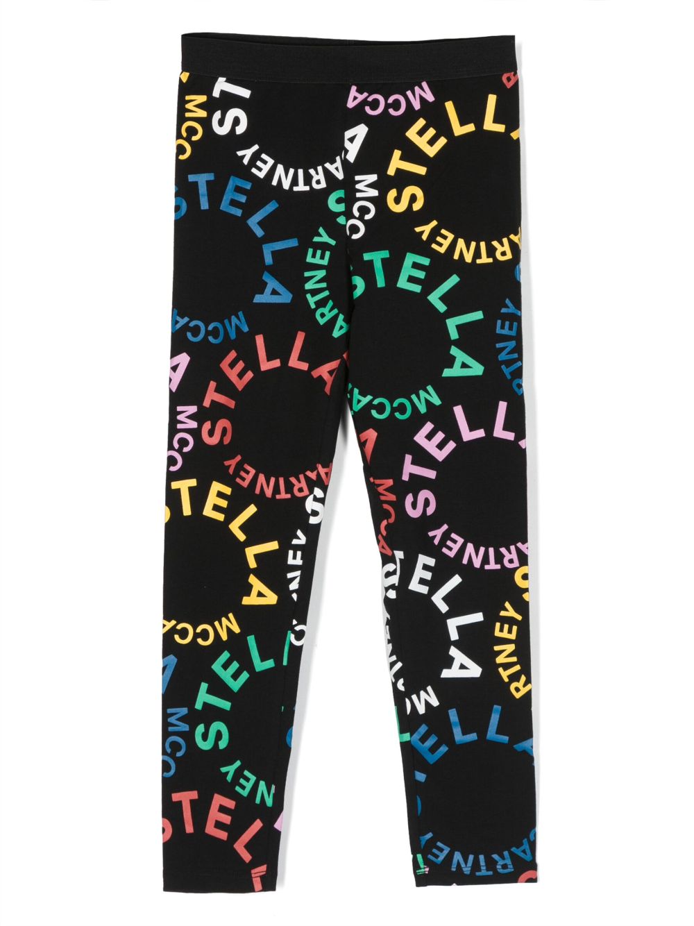 Shop Stella Mccartney Logo-print Elasticated-waistband Leggings In Black