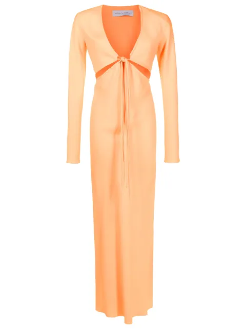 Gloria Coelho vestido largo con efecto satinado y cuello en V