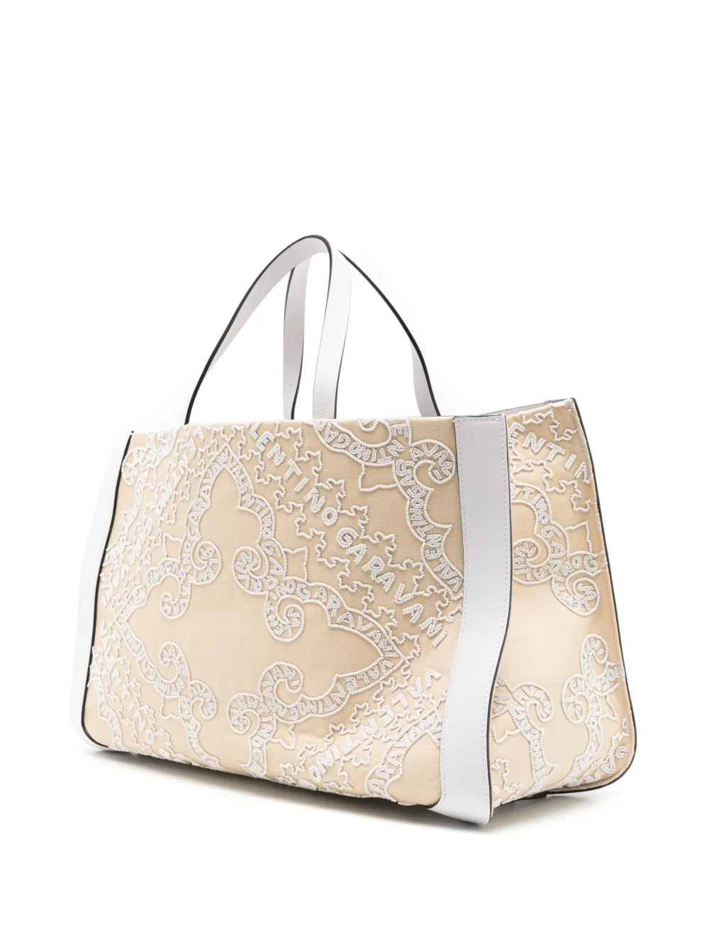 Valentino Garavani Shopper met geborduurd logo Beige