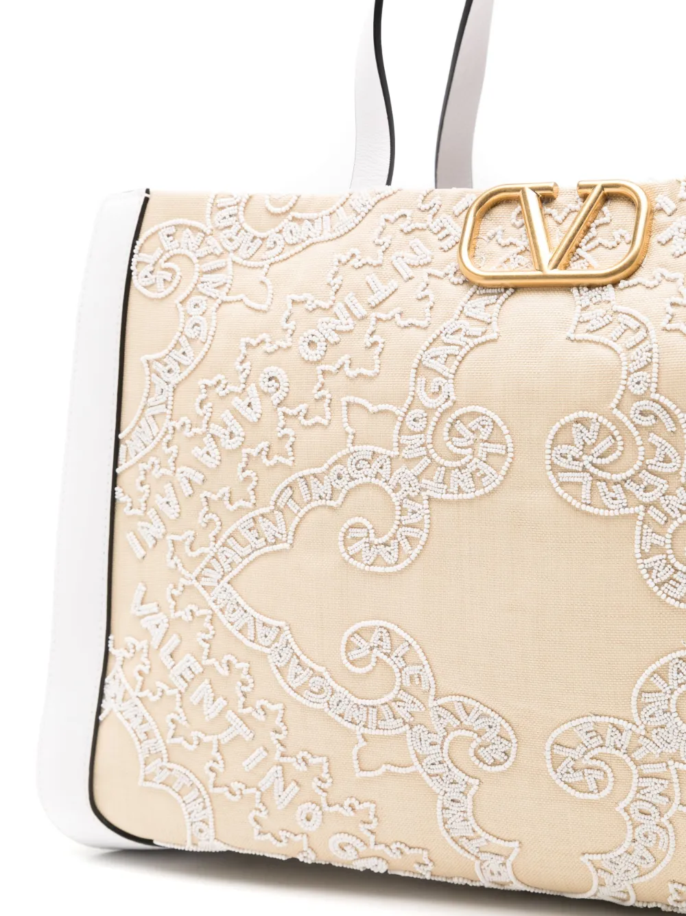 Valentino Garavani Shopper met geborduurd logo Beige