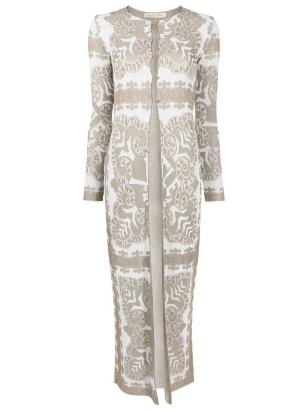 Valentino Garavani Geometric-print Metallic-finish Cape