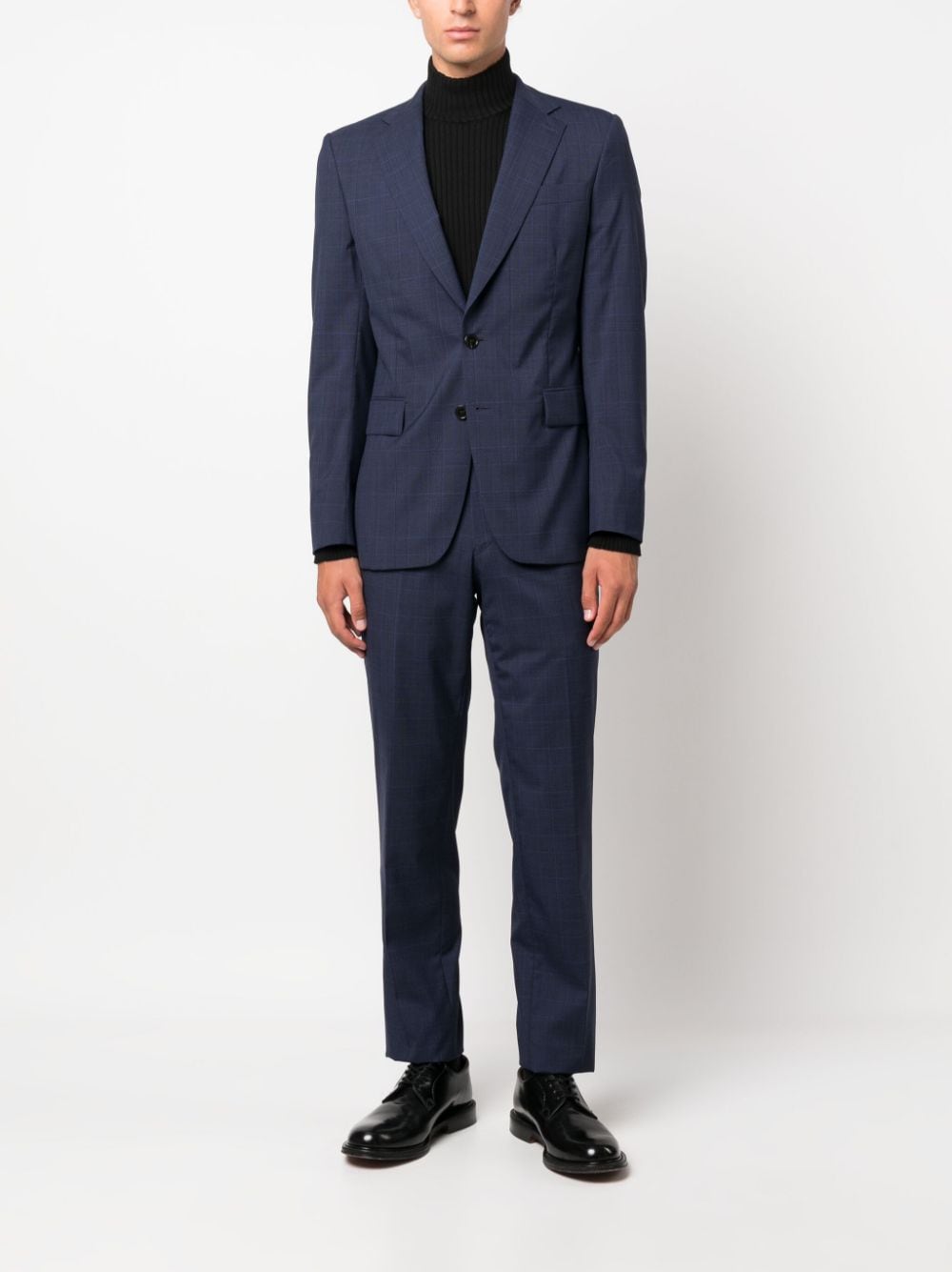 FURSAC plaid-check single-breasted suit - Blauw