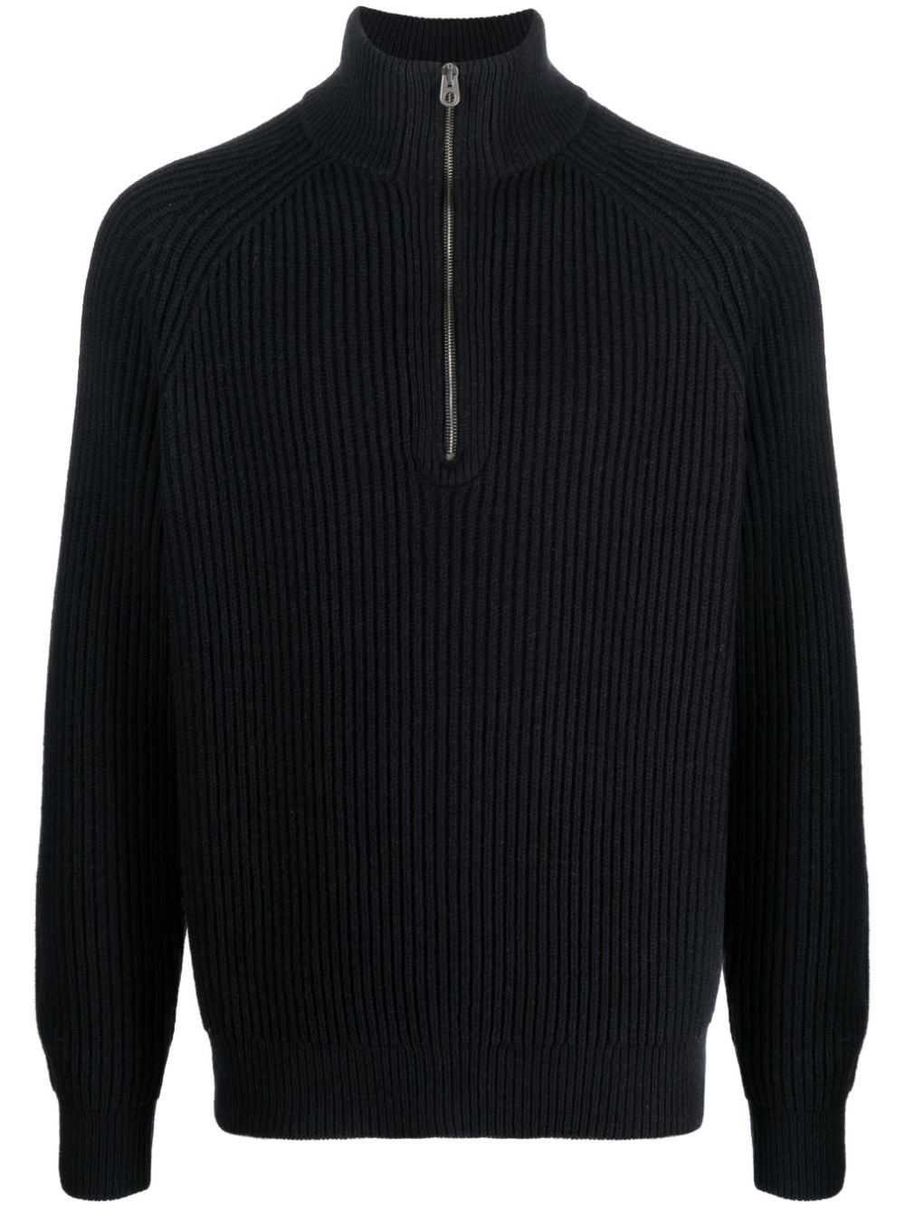 half-zip ribbed-knit sweatshirt