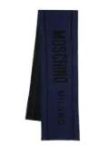 Moschino intarsia-logo wool scarf - Blue