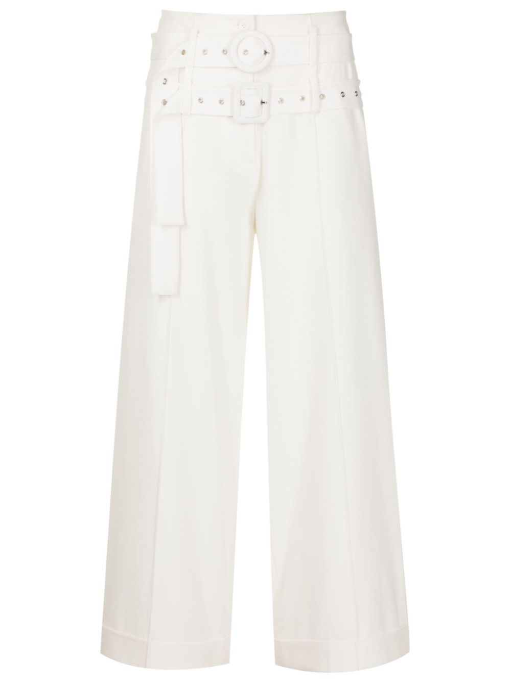 double-buckle wide-leg trousers