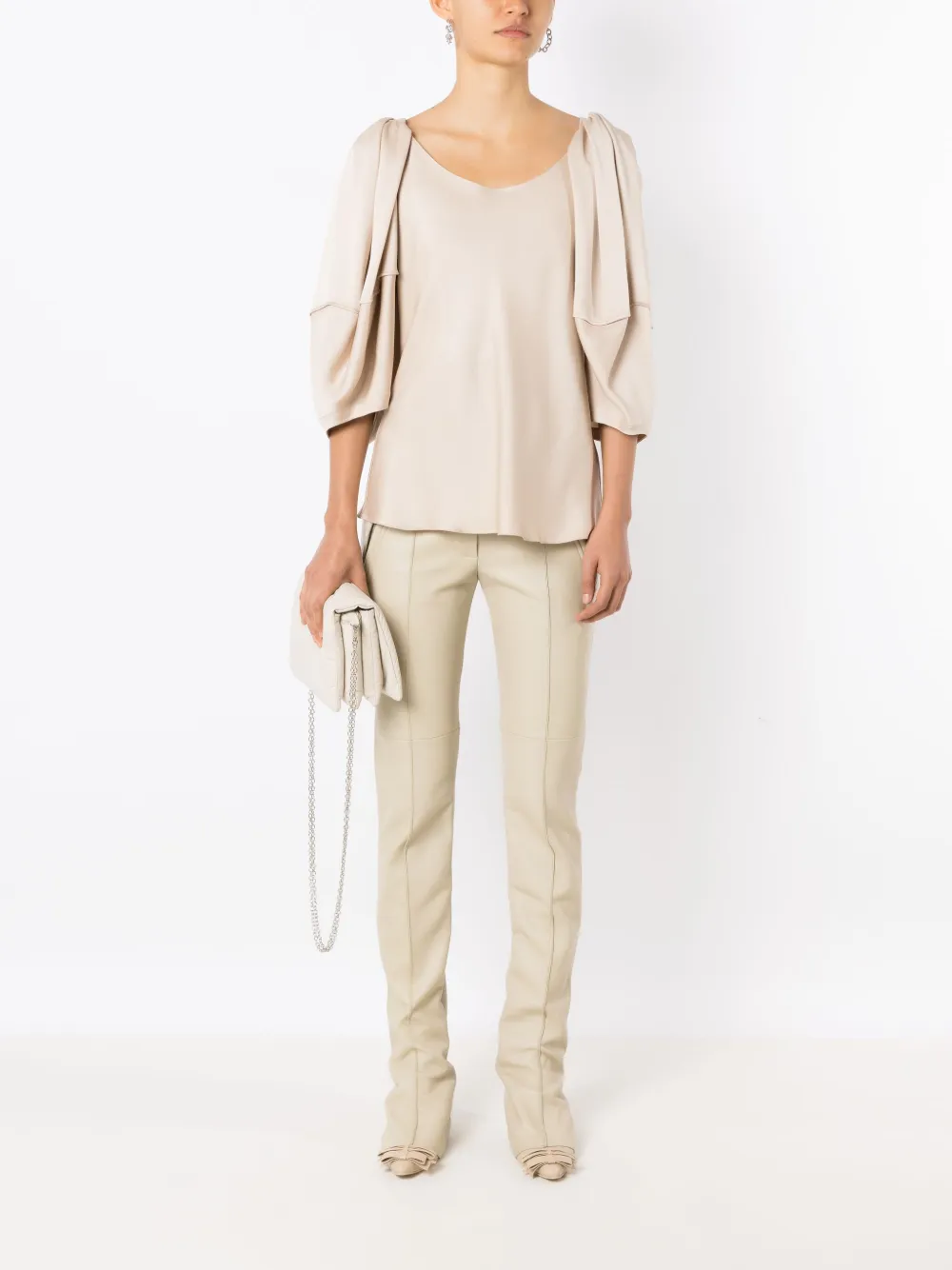 Gloria Coelho Blouse met pofmouwen - Beige