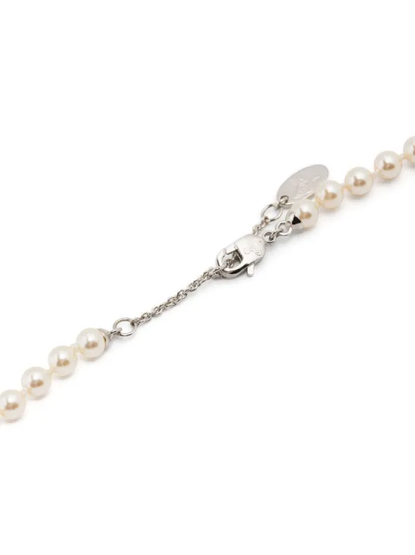 Vivienne Westwood Mini Bas Relief Pearl Necklace | Silver
