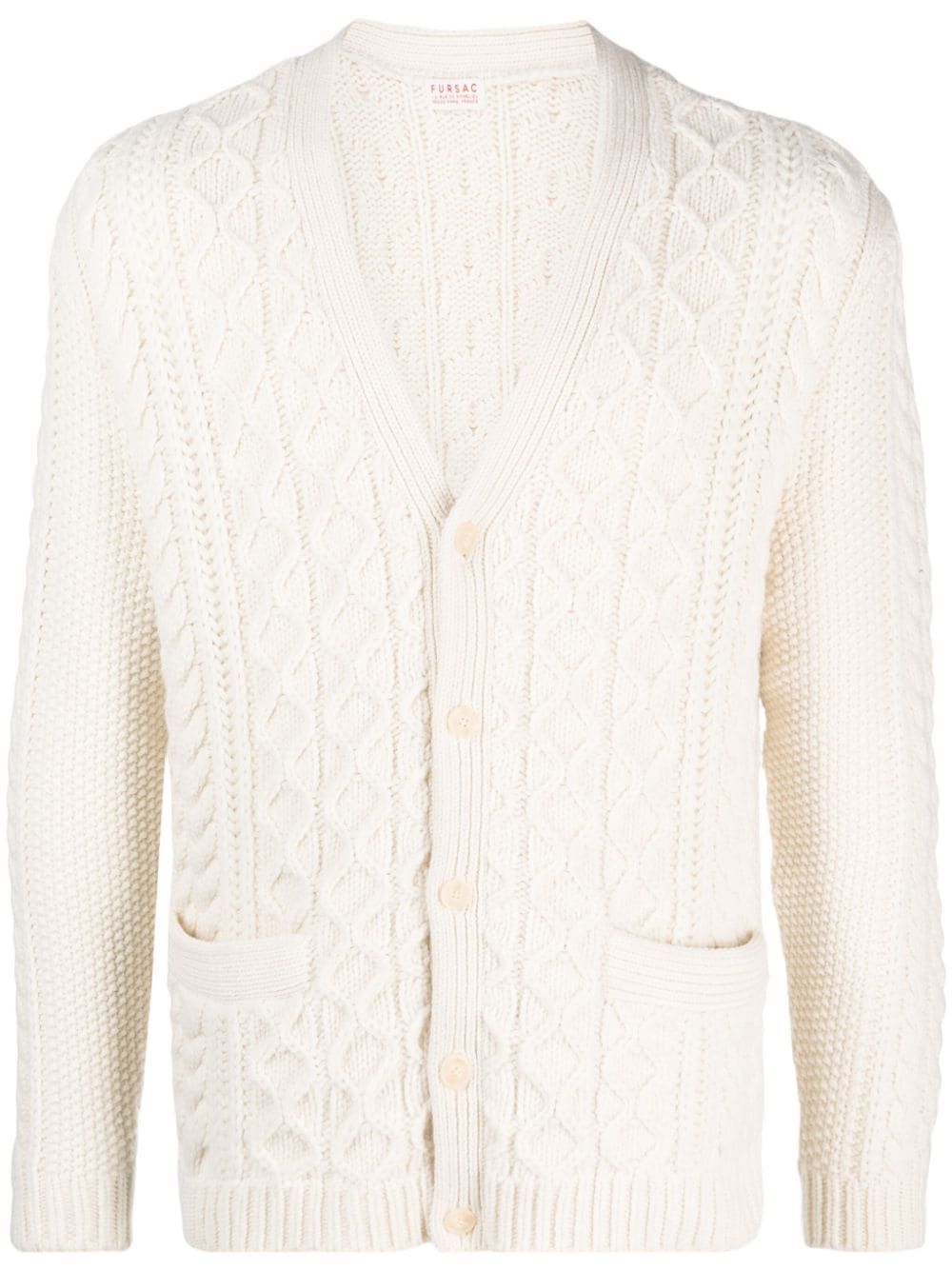 Fursac V-neck Cable-knit Cardigan In Neutrals