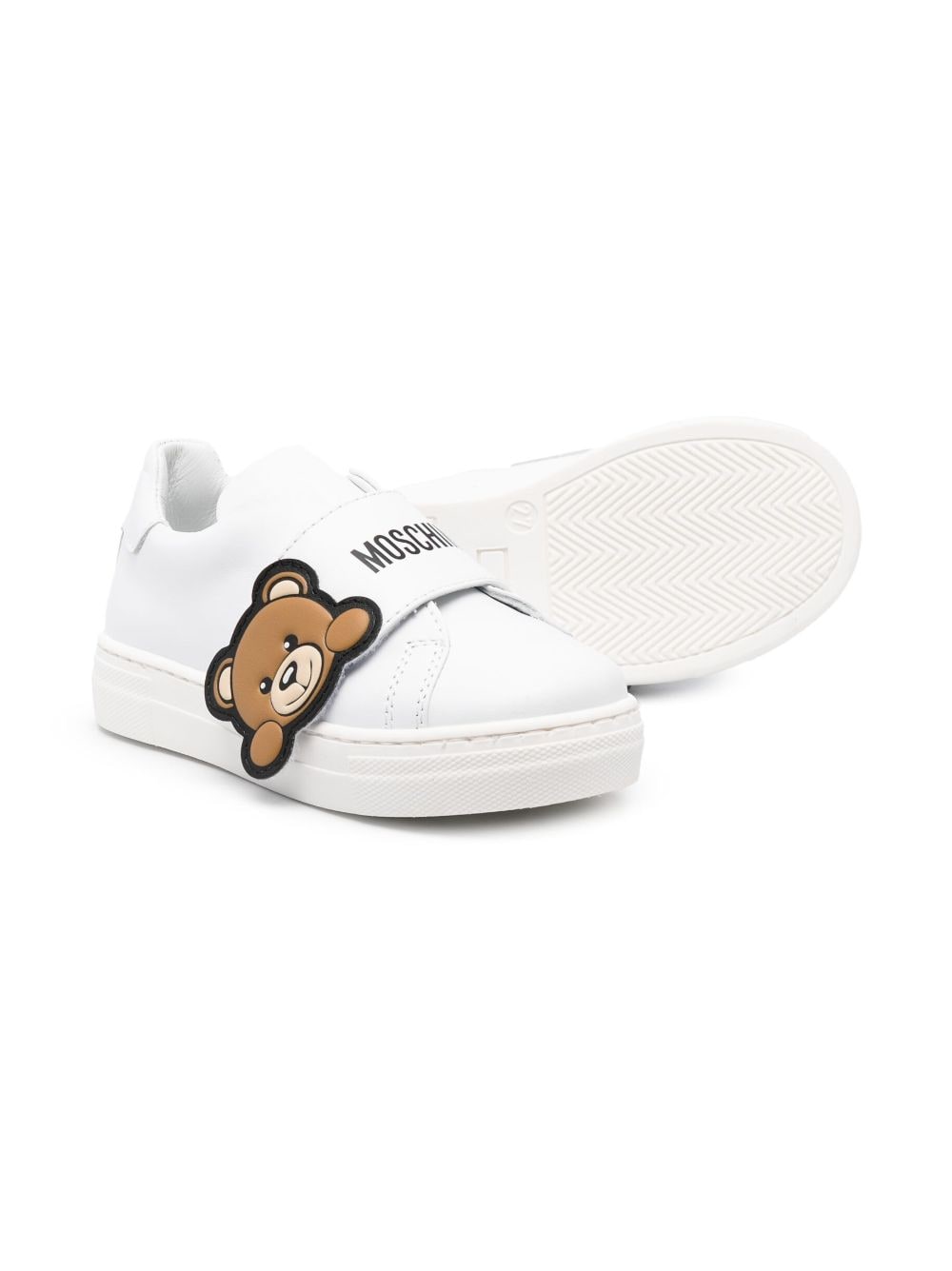 Moschino Kids Teddy Bear touch-strap sneakers - Wit