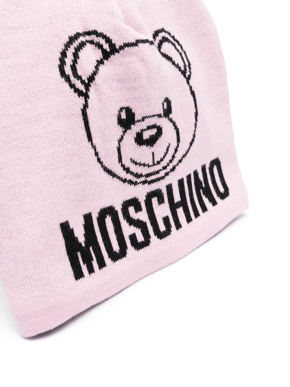 Moschino teddy bear intarsia-knit beanie - Roze