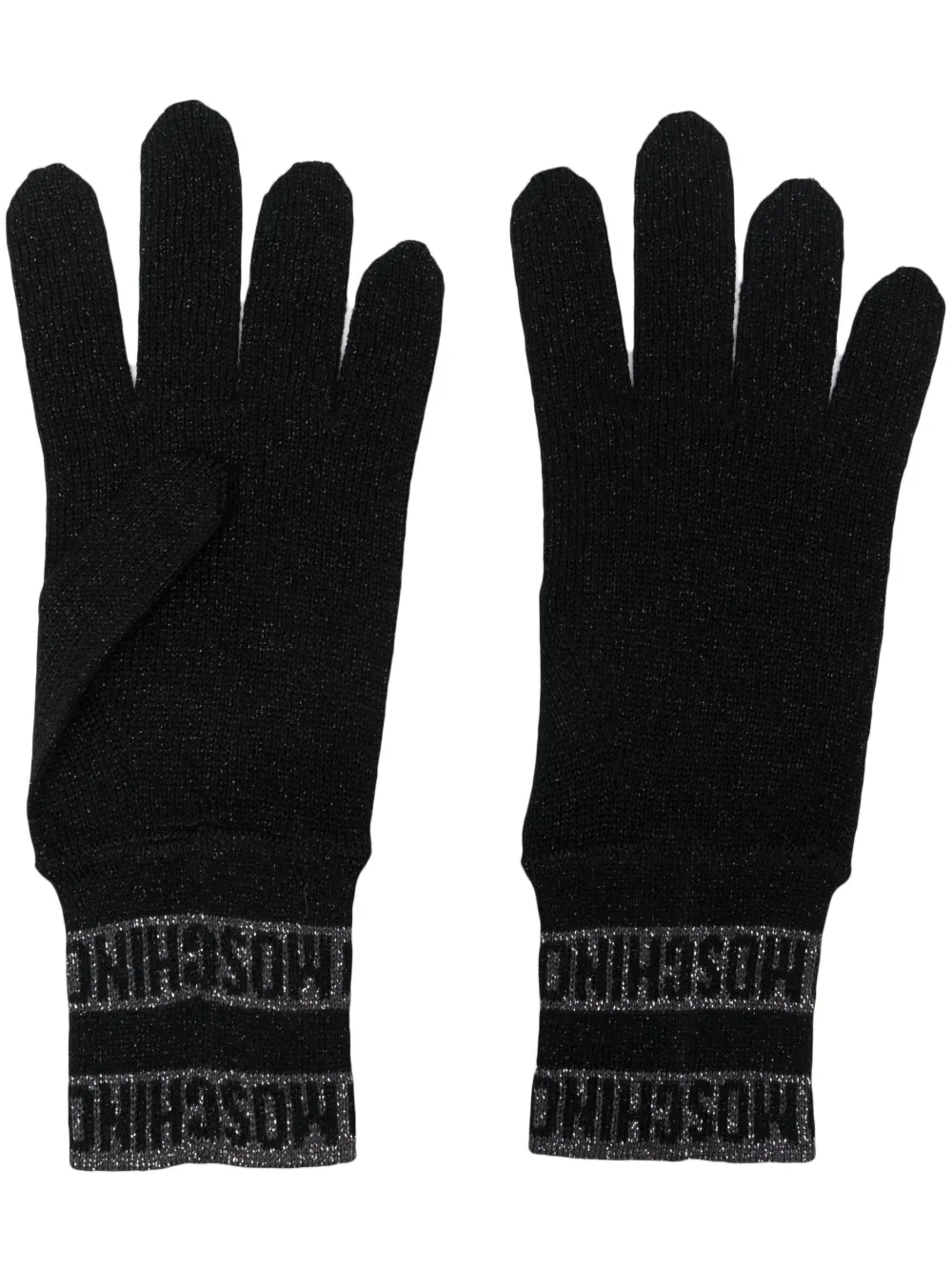 Moschino gants en maille intarsia - Noir Top Merken Winkel