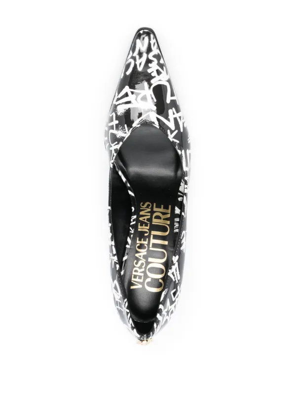 Versace black and white hot sale heels