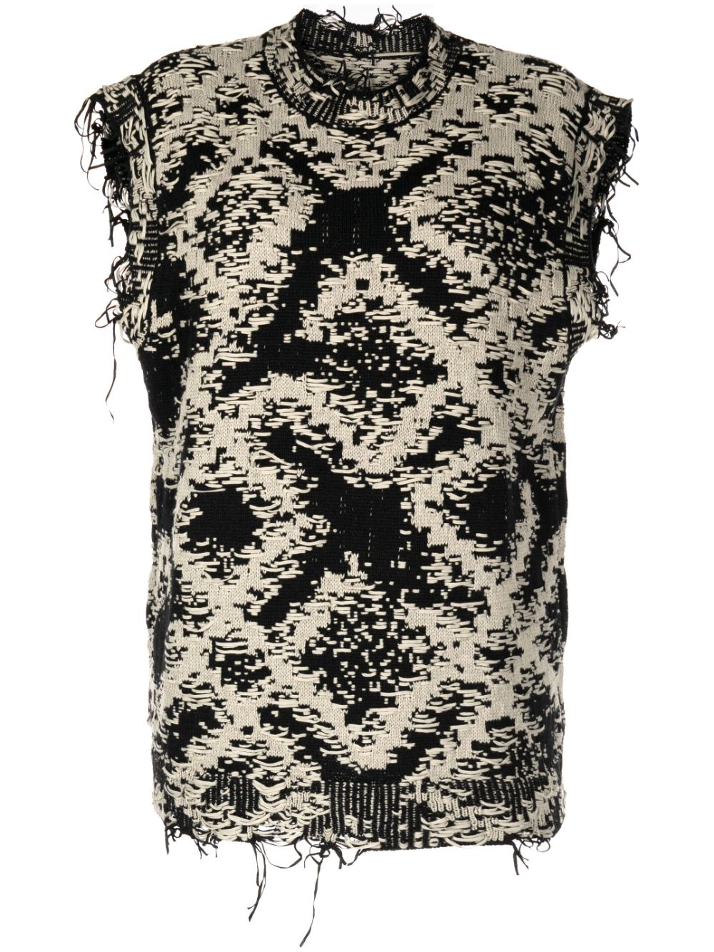 JNBY patterned-intarsia frayed top Women