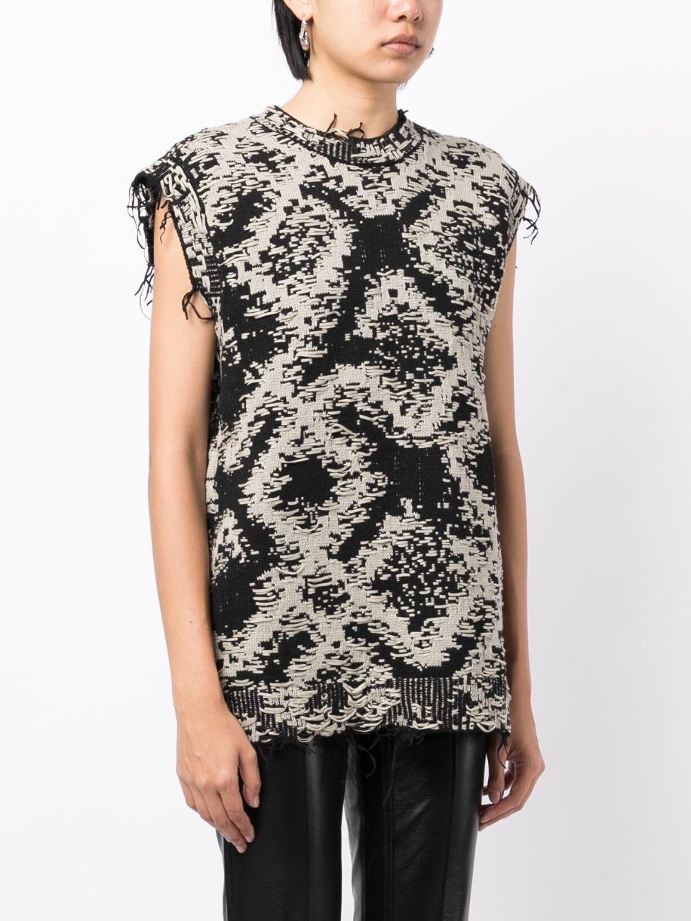 JNBY patterned-intarsia frayed top Women