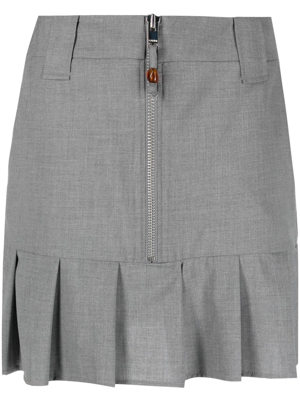 ganni minijupe zippée à design plissé - gris