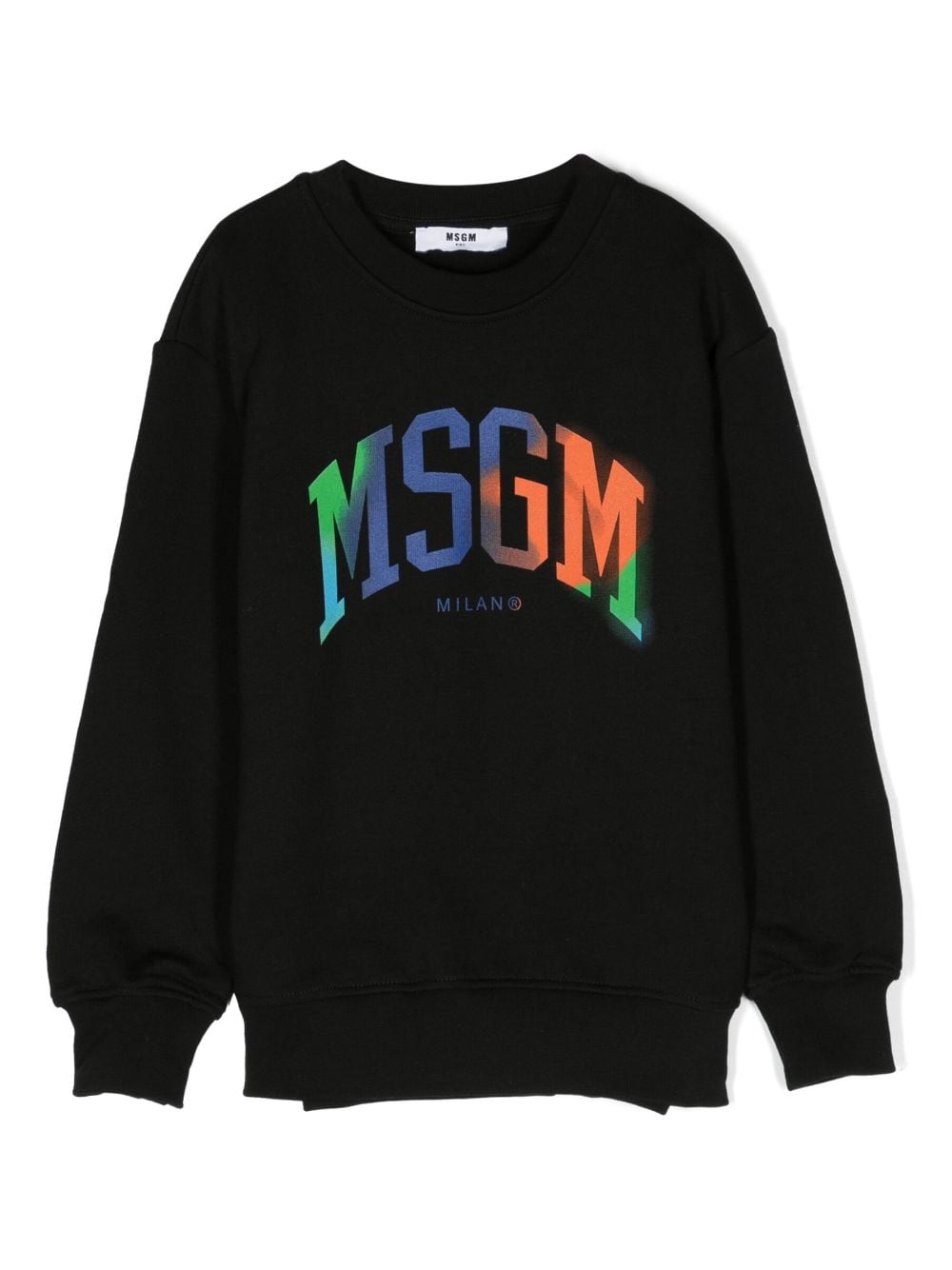 msgm kids sweat en coton à logo imprimé - noir