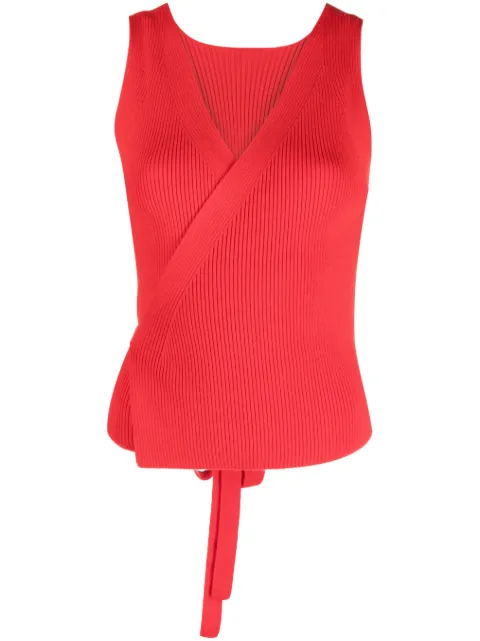 Patou ribbed-knit wrap top