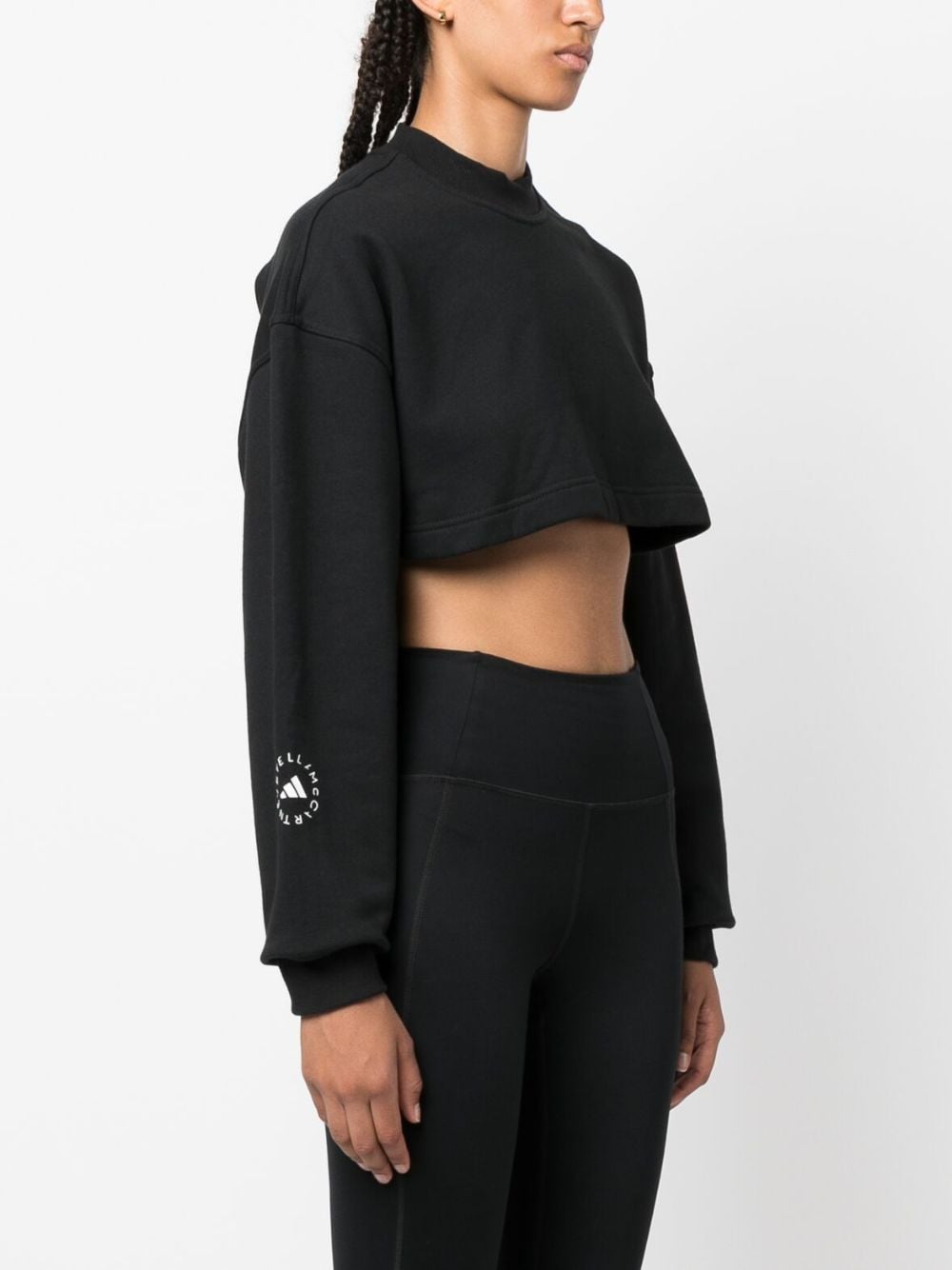 Shop Adidas By Stella Mccartney Truscasuals Cropped Sweatshirt In Black