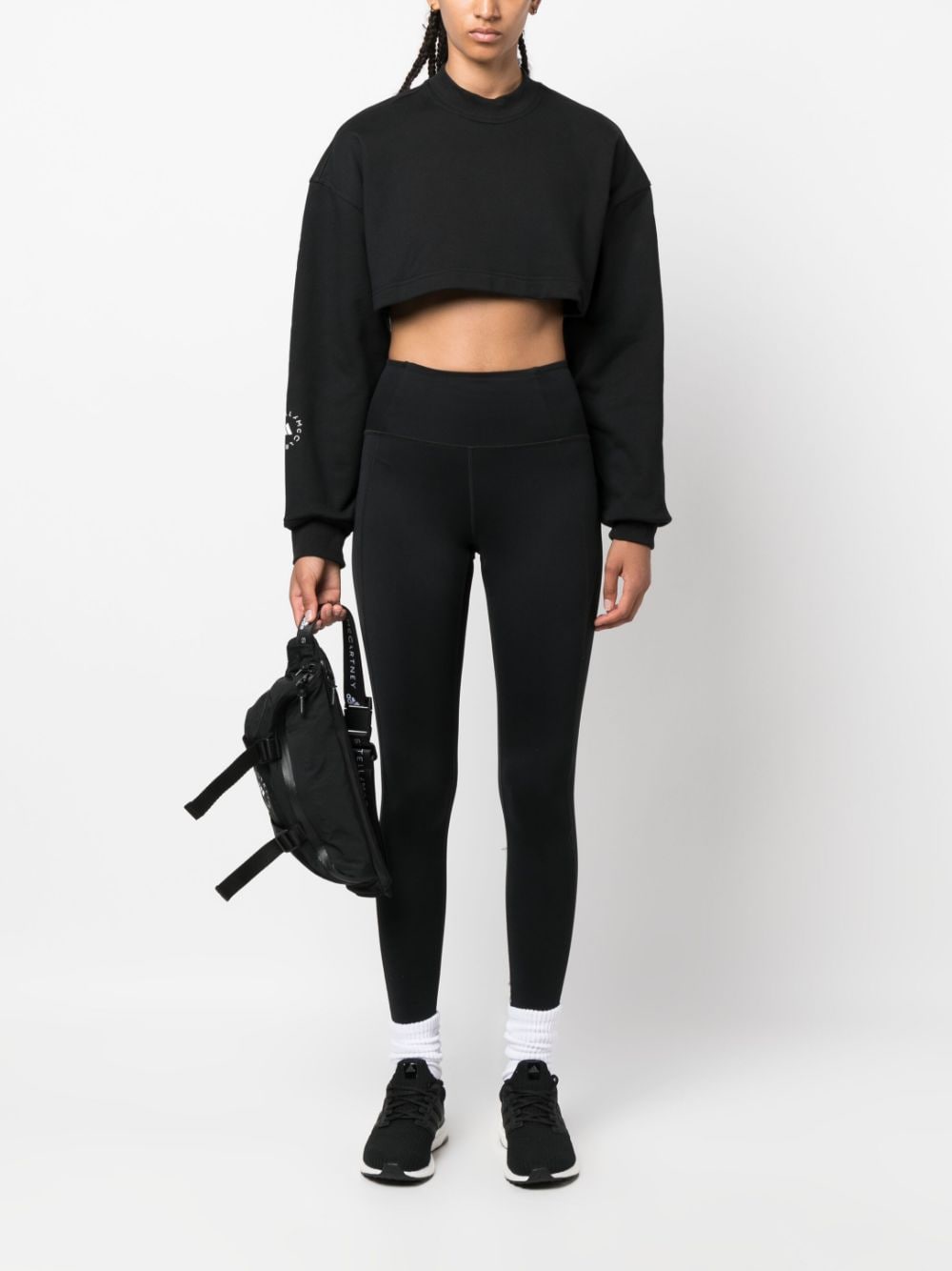 Shop Adidas By Stella Mccartney Truscasuals Cropped Sweatshirt In Black