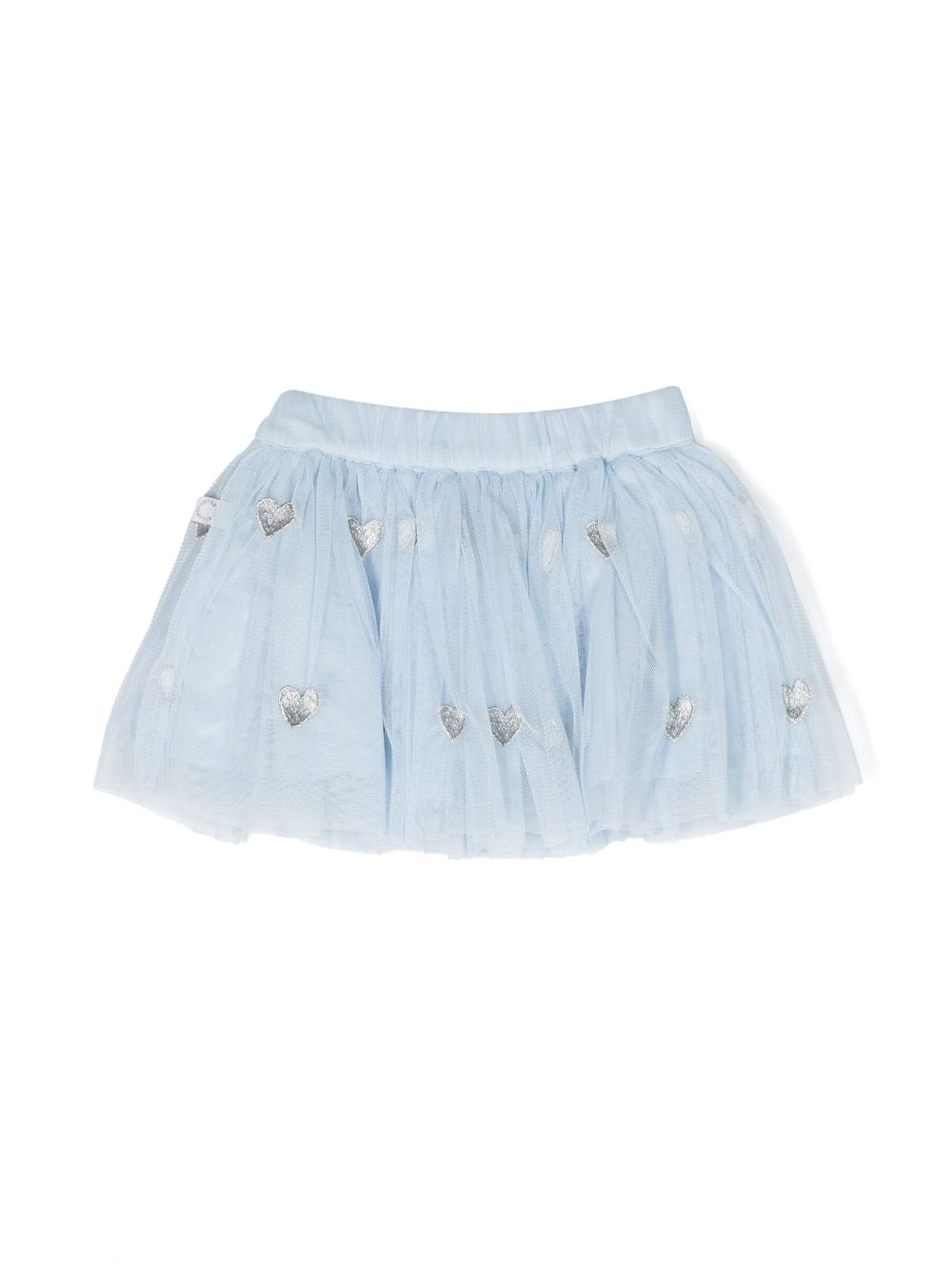 Stella McCartney Kids heart-embroidery tulle skirt - Blauw