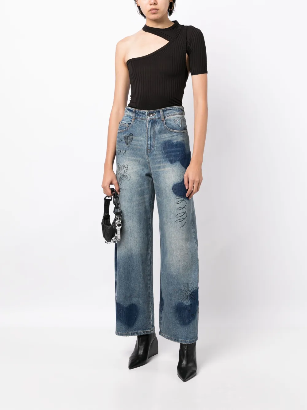 JNBY high-waist wide-leg jeans - Blauw