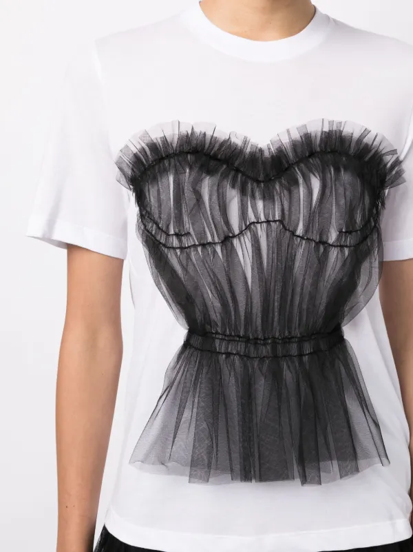 トップス JNBY see through design tee T-shirt/JNBY Stitching Mesh Pinched T-shirt(100% Cotton