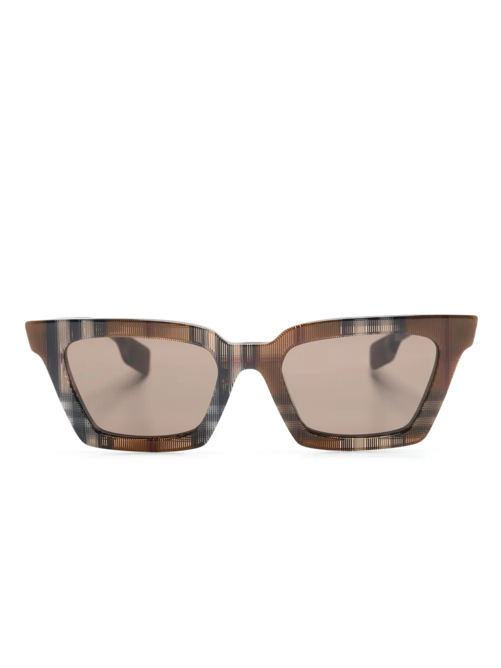 Burberry Eyewear チェック スクエアフレーム サングラス - ブラウン Burberry Eyewear チェック スクエアフレーム サングラス - ブラウン