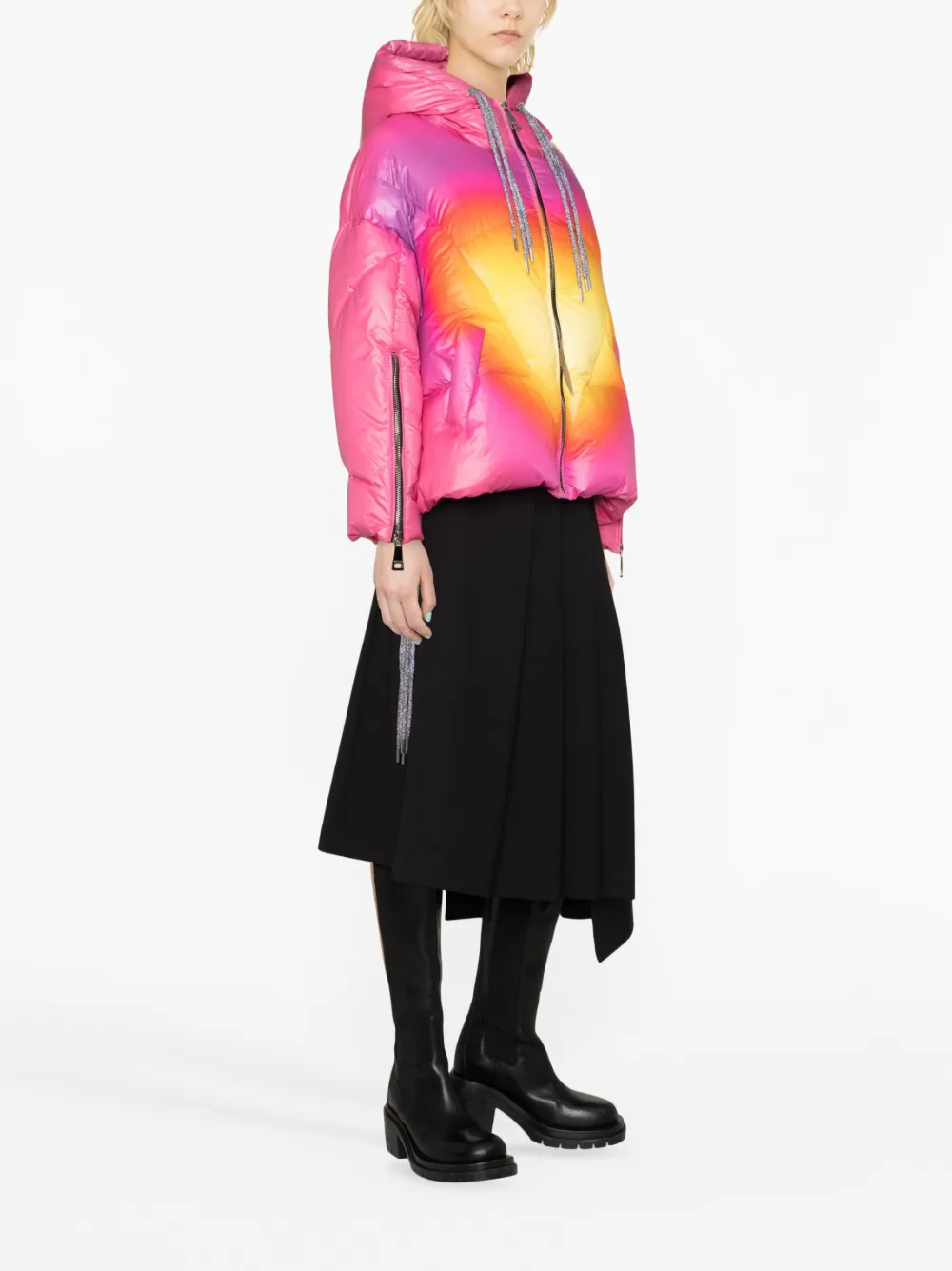  Khrisjoy Iconic Gradient Hooded Puffer Jacket - Pink 